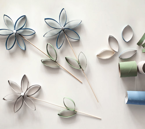 DIY Blumen aus Papprollen