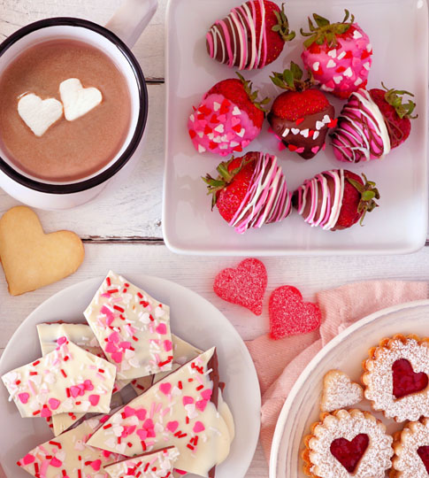 Valentinstag Süßigkeiten Tisch