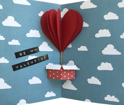 Fertige Valentinstag Karte mit Balon als Herz