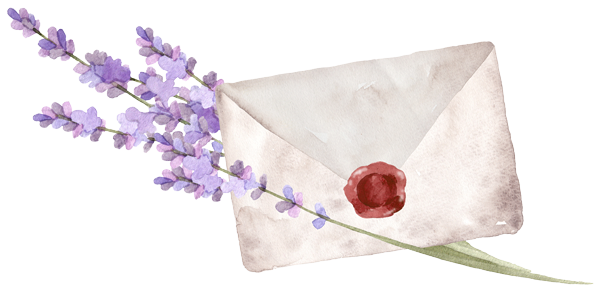 Aquarellzeichnung Umschlag mit Blumen