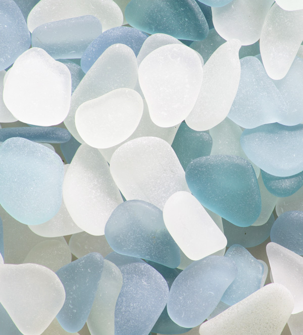 Seeglas in Weiß und Blau